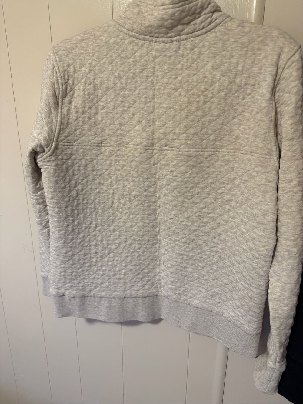 Patagonia Women's Quilted Pullover Sweater - Light Gray with Yellow Accents - Picture 2 of 5